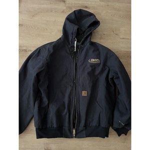 Vintage Navy Carhartt Jacket Quilt Lined Full Zip Hooded XL
